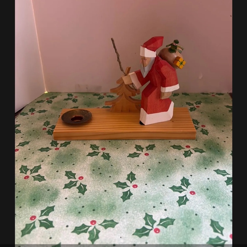 Handcrafted Vintage German Santa Candle Holder